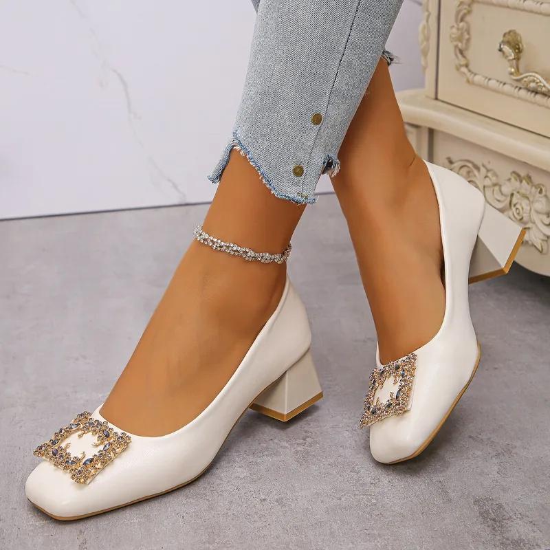 Ladies Shoes 2025 High Quality Shallow Women's High Heels Crystal Office and Career New Best Seller Sweet High Heels