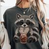 T-shirt Raton Laveur Café Glacé Comfort Colors® Drôle Panda Poubelle Meme T-shirt Mignon Cool Attitude Strass Faux Fille Sassy Chill Amoureux du Café Cadeau