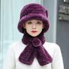 Middle-aged and Elderly Rex Rabbit Hair Hat, Scarf Set, Women's Winter Old Lady Two-piece Set, Women's Mother and Grandmother Thermal Hat