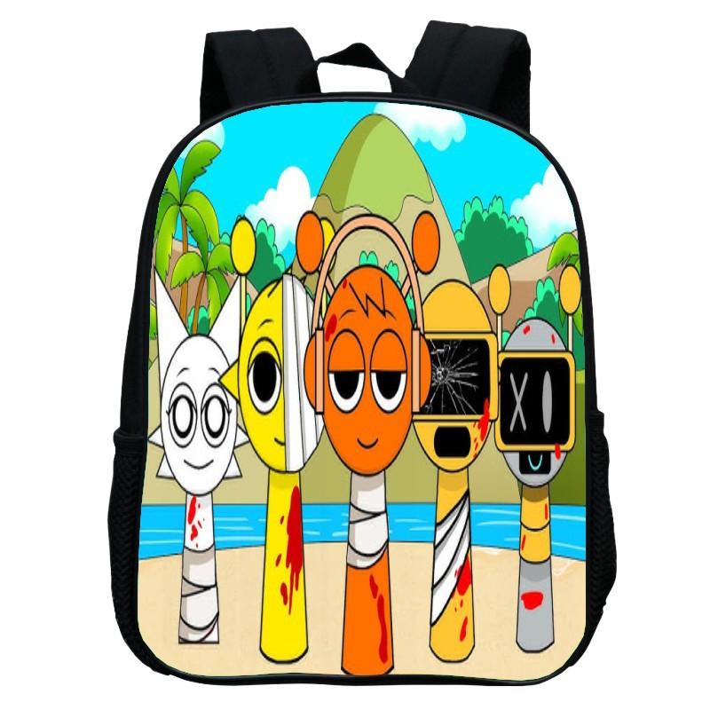 Printed Rhythm Box Kindergarten Bag, Cartoon Sprunki 12-Inch Backpack Lightweight Boys And Girls