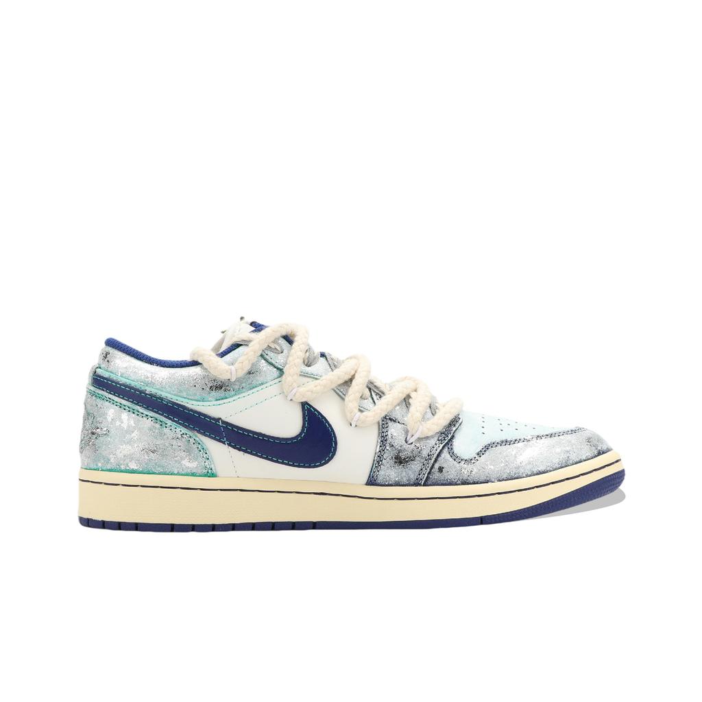 Jordan Air Jordan 1 Jiangjin Moon, Shopping Bag Abrasion Resistant Low Top Vintage Basketball Shoes Unisex White Green 553558-147(Team1335-)