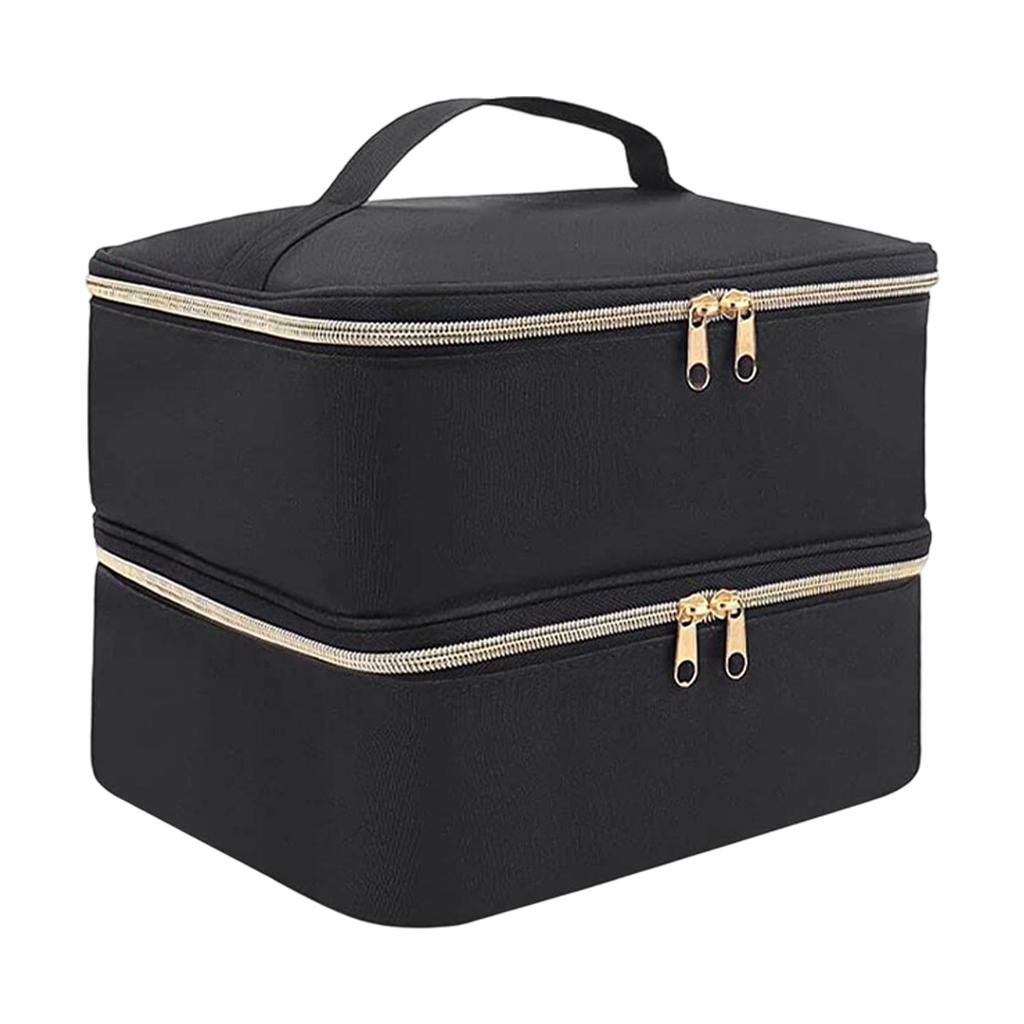 EVA Padded Nails Polish Organizers Bag Double Layer Storage for Bottles Lamp Set Professional Portable Carrying Case