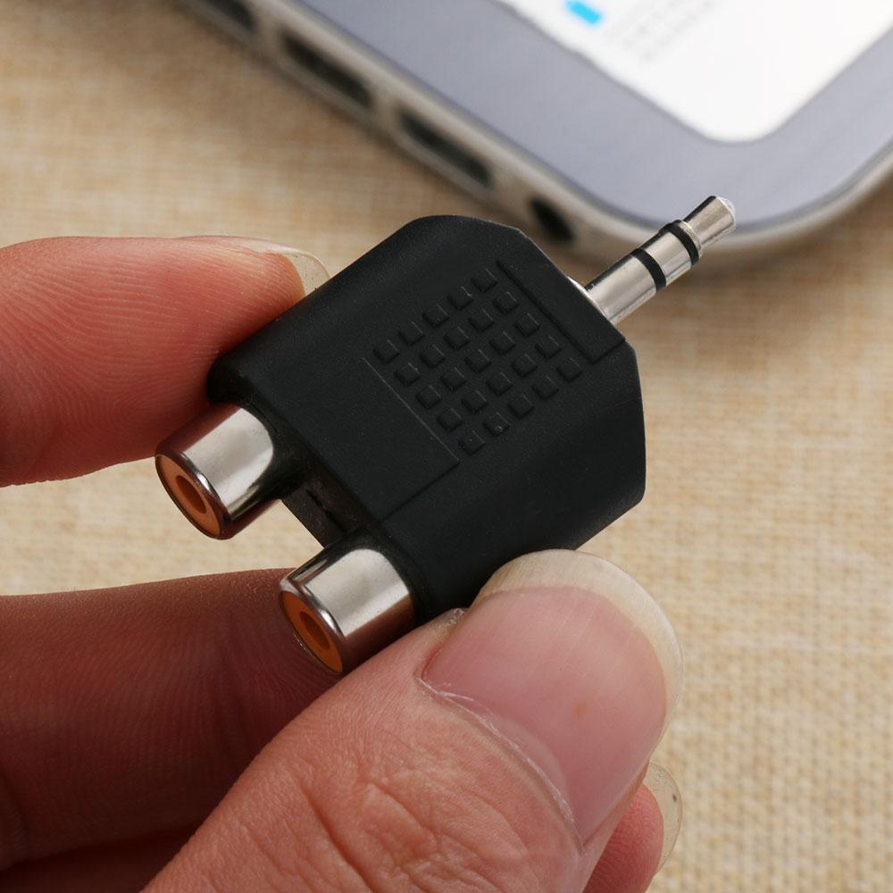 Interconnects Black Video Accessories 3.5mm To 2 RCA Female Male Y Splitter Audio Adapter Converter