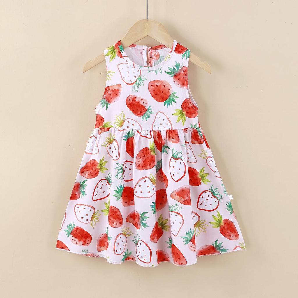 New Summer Sleeveless Princess Dress for Girls: Cotton & Rayon, Korean Style for Big and Middle Kids