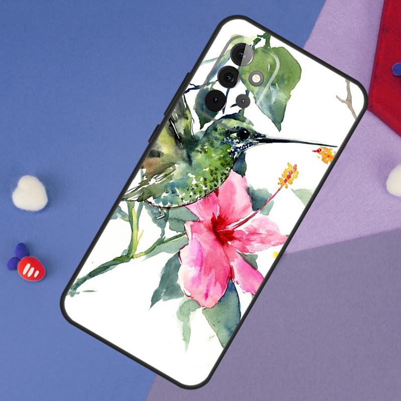 Hummingbird and Flowers Case For Samsung Galaxy A14 A56 A36 A26 A16 A06 A54 A34 A12 A32 A52 A13 A33 A53 A15 A35 A55