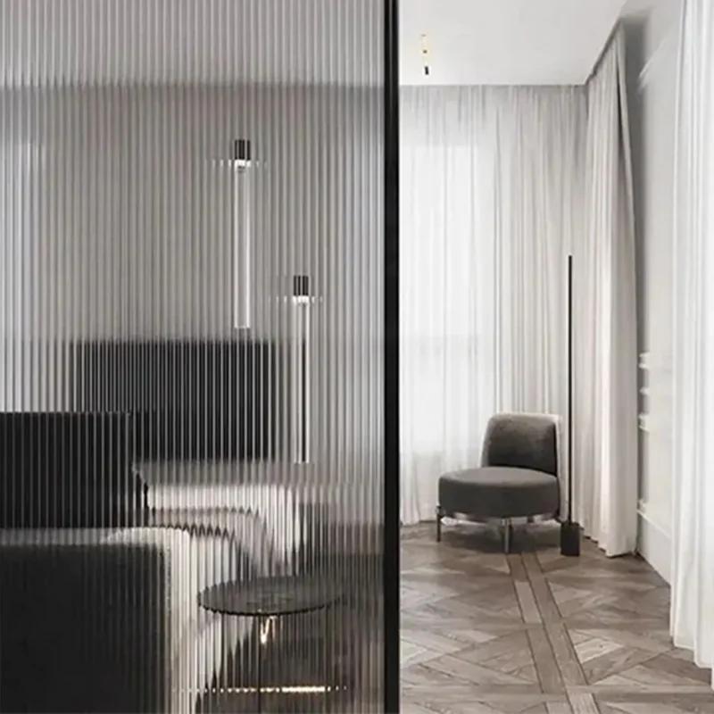 Reeded Glass Window Privacy Film Frosted Window Vinyl 3D Decorative Window Decals Non Adhesive Bathroom Living Room