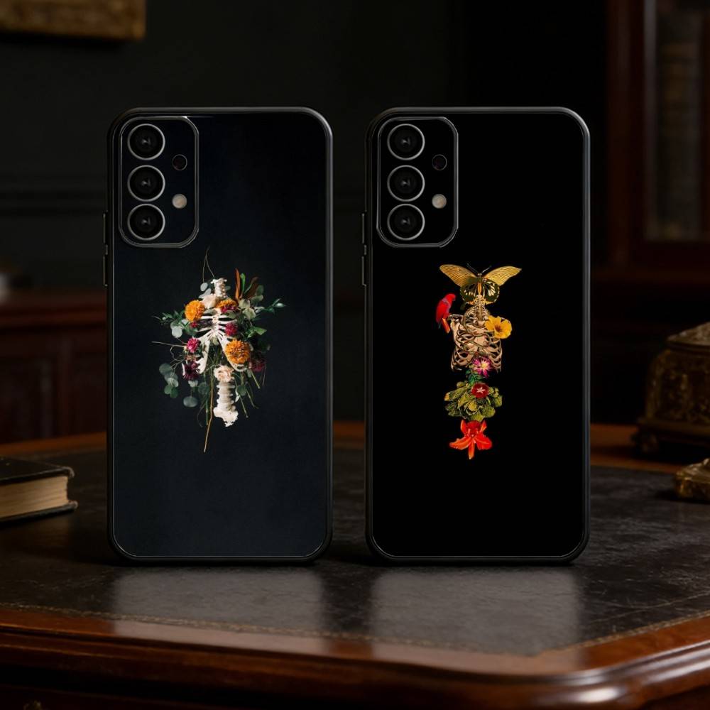 Anatomy Skeleton Phone Case For Samsung S25,S24,S21,S22,S23,S30,Ultra,S20,Plus,Fe,Lite Black Shell