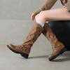 Autumn And Winter Women'S Boots Belt Buckle High Boots Knight Boots Low Heel Locomotive Boots 40-43 Large Size Boots
