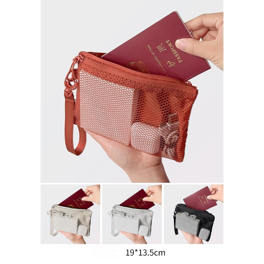 Mesh Double Zipper Travel Toiletry Bag, Portable Breathable Cosmetic Organizer, Compact Toiletry Pouch for Men Women