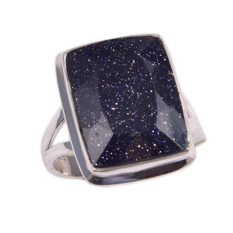 Natural Blue Sunstone Gemstone 925 Solid Sterling Silver Jewelry Ring S.5.5 q9F66