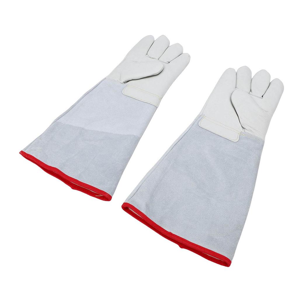 1 Pair Antifreeze Gloves 45cm Long Cowhide Work Gloves for Liquid Nitrogen Dry Ice Handling High and Low Temperature