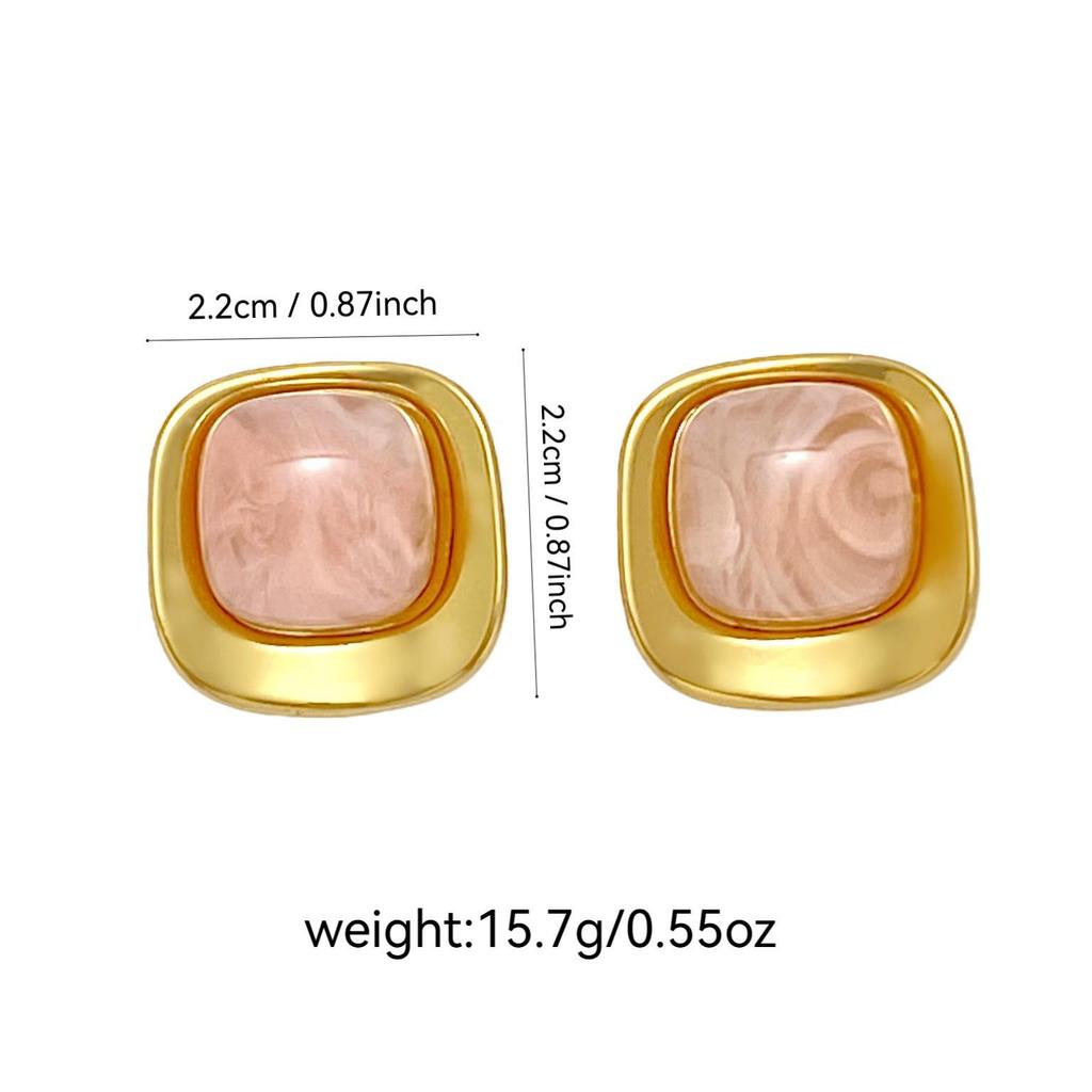 French Fashion Resin Cube 18k Stud Earrings for Women's Daily Wear