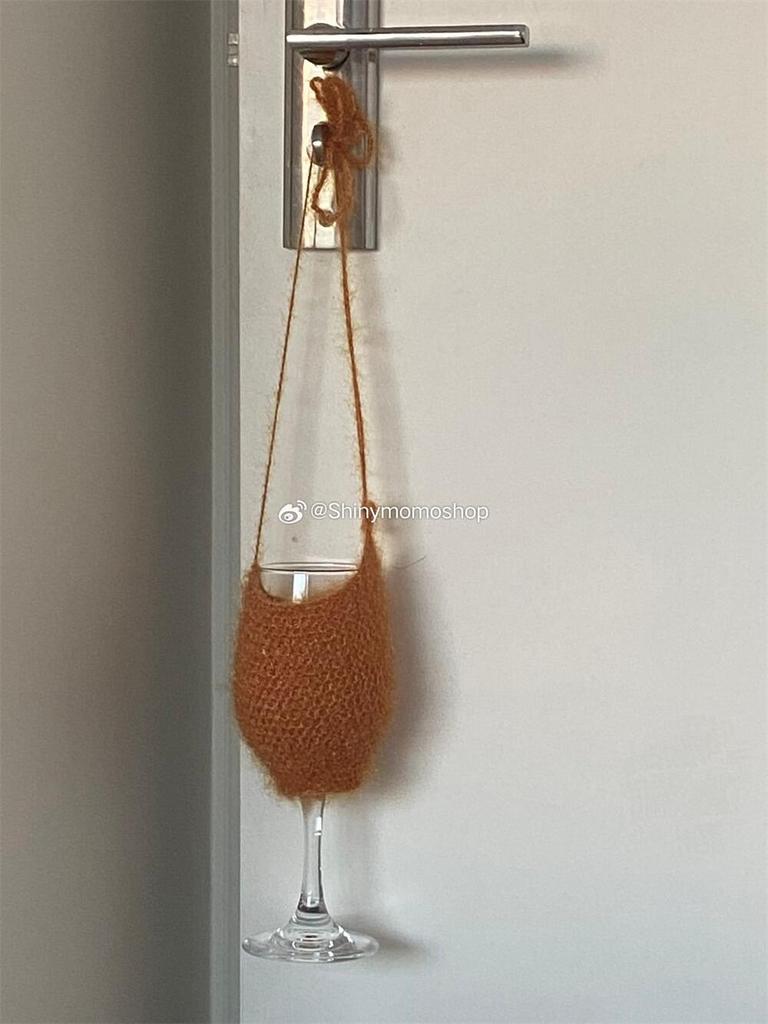 Korean Style Wine Glass Cup Bag Suits Crossbody Bag, Bottle Cover, Handbag, creative gift vase, sequins, handmade weaving
