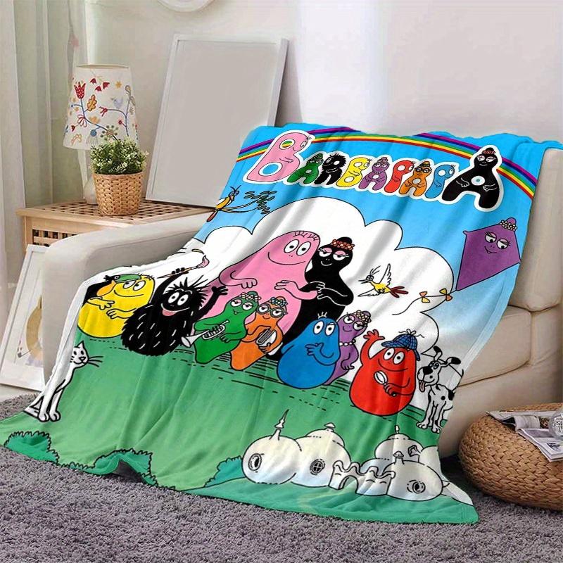 1 Stück, Barbapapa Regenbogen Decke, Weiches & Gemütliches Überwurf für Heimdekoration, Sofabezug, Außenbereich, Reisen, Camping, Auto, Strand, Büro Nickerchen, Perfektes Geschenk für
