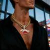 European and American Hip-hop Style Detroit Red Wings Drip Alloy Pendant Necklace