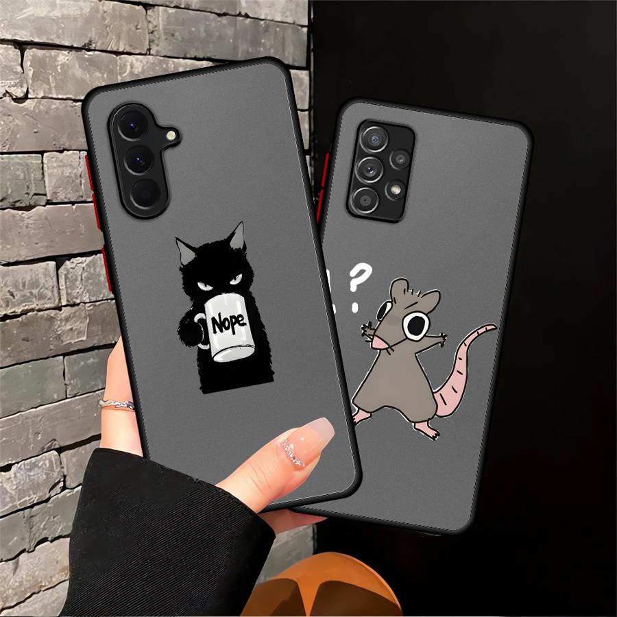 Phone Cover Case for Samsung Galaxy A54 A34 A36 A52S A72 A14 A23 A16 A15 A53 A73 A33 A17 A52 A35 A56 A55 Cartoon Cat And Mouse