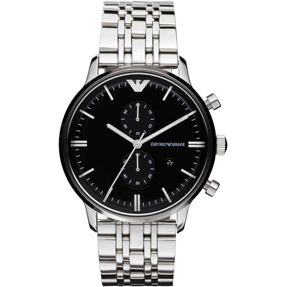 

Emporio Armani Gianni XLarge Black Silver Stainless Steel Bracelet Men s Quartz Chronograph AR0389 чёрный