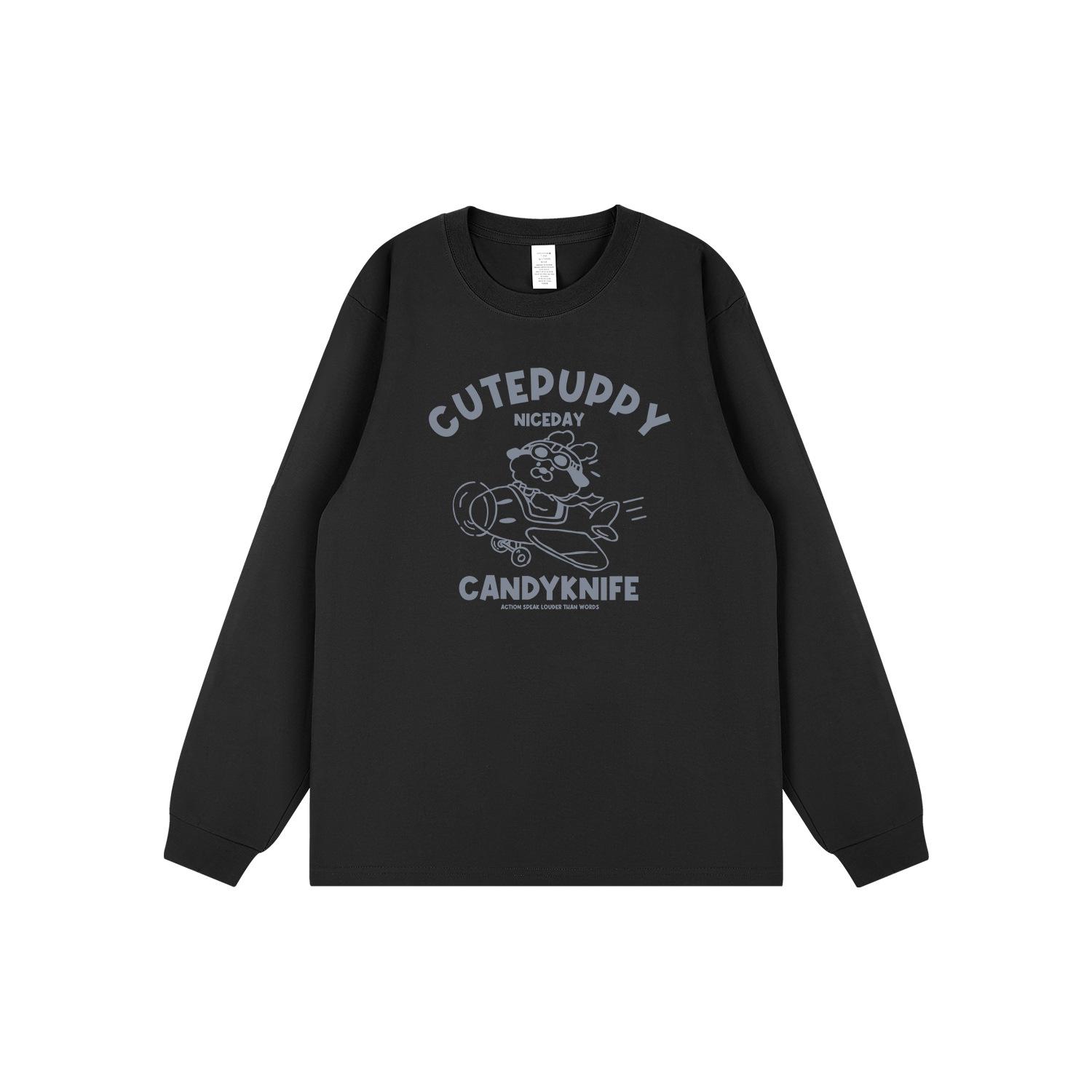 

Korean-Style Cartoon Print Cotton Sweatshirt: Autumn/Winter Trendy Unisex Long Sleeve T-Shirt 3XL