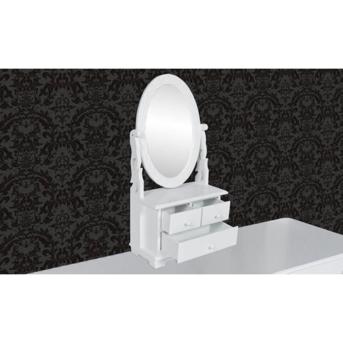 VidaXL Coiffeuse avec miroir pivotant ovale MDF
