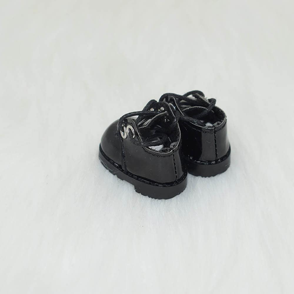 niannyyhouse 10cm Plush Leather Shoes, Cotton Doll Shoes, Shoe Length: Approx. 3.8cm, Dress-Up (Black + White)