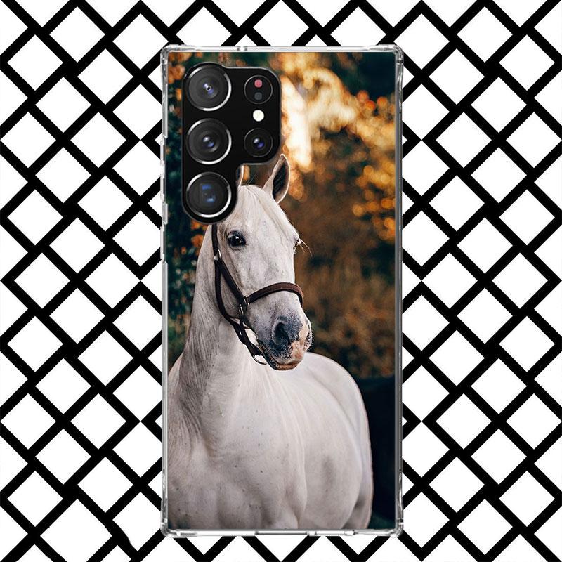 Black Horse Galloping Phone Case for Samsung Galaxy S26 S25 Edge S24 S23 Ultra S22 Plus S21 FE S20 + Soft Cover Print Fundas Gal