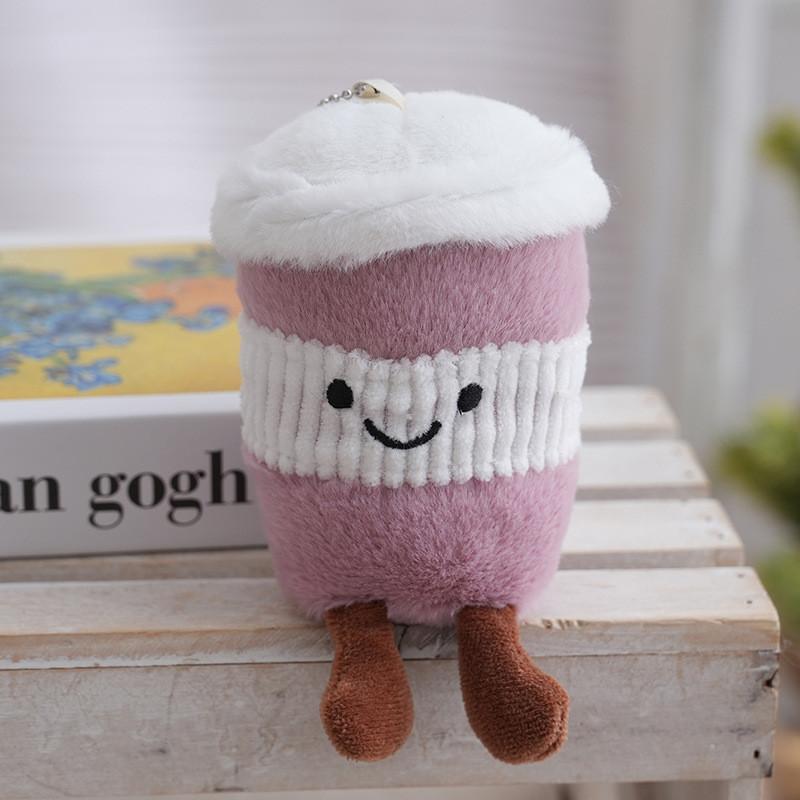 

Cute Plush Keychain Cartoon Coffee Cup Pendant For Bag Decor And Gift Girls светло-фиолетовый