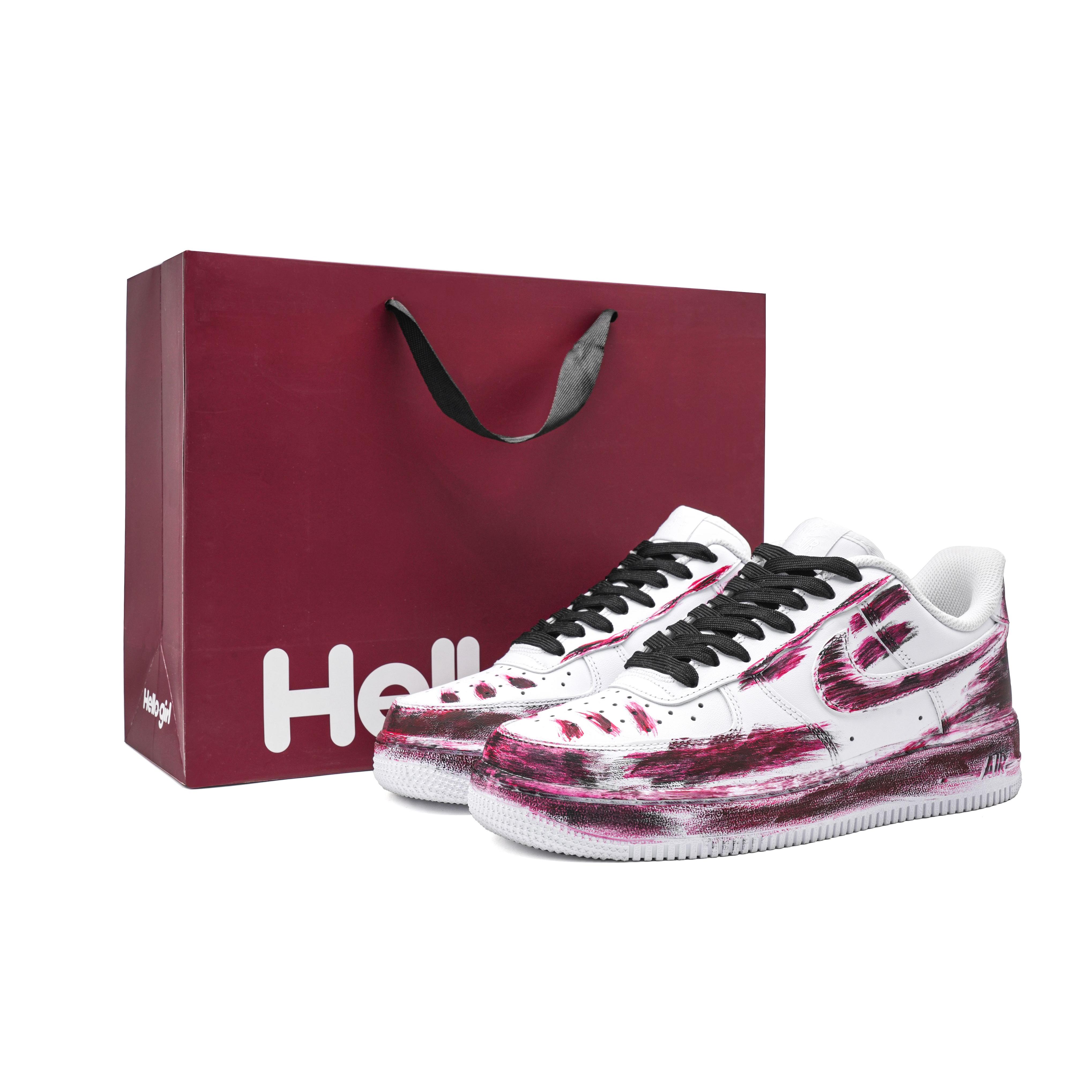 

Nike Air Force 1 Graffiti Trajectory Cushioning Lightweight Low top Skateboard Shoes Unisex White Red CW2288-111(Team1690-S-BOX) 40