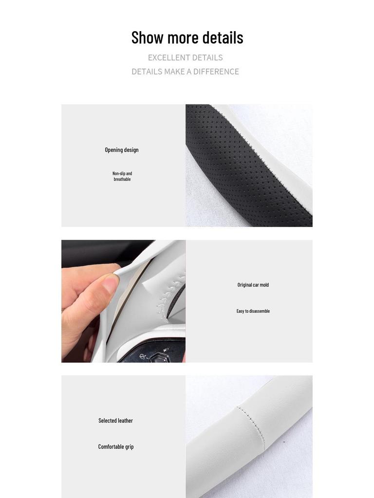 Changan Deep Blue G318 Steering Wheel Cover - Genuine Nappa Leather, Anti-Slip, No-Sew, All-Season Design