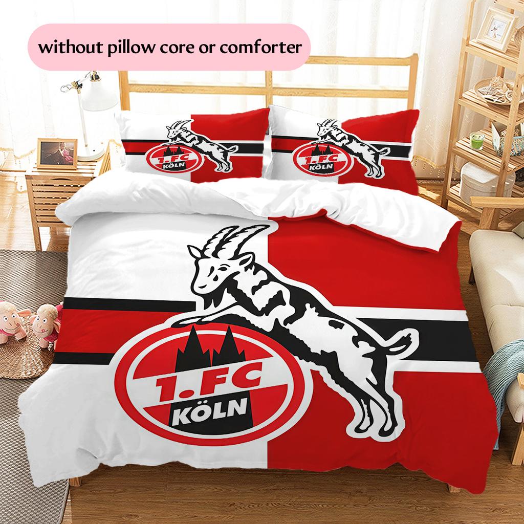 1. Set Copripiumino Trapuntato con Fantasia FC Köln Decorazione per la Casa Regalo (1 * copripiumino + 2 * federe senza imbottitura)