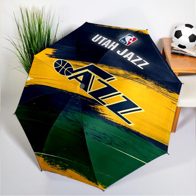 Jazz Basketball Team Umbrella 8-Frame for Travel, Camping, Casual Lightweight Portable Umbrella, Essential for Every Family Holidays Gift