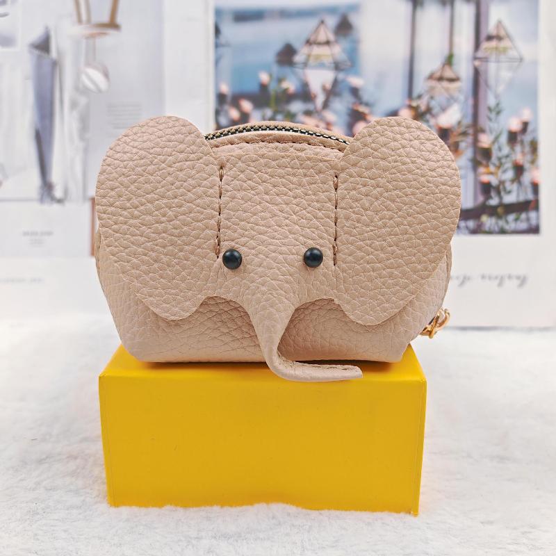 Pu Leather Elephant Money Bag Women Coin Purse With Key Ring Multifunctional Zipper Storage Bags Key Case