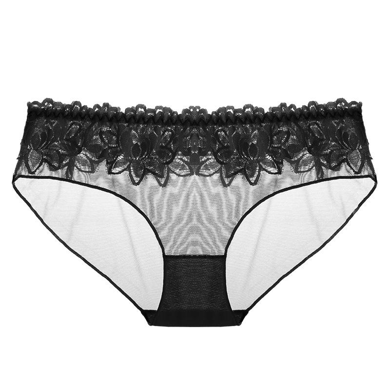 Perspective Mesh Ultra-thin Panties Women's Sexy Lace Temptation Low Waist Seamless Hot Women's Briefs