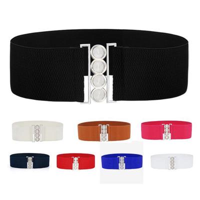 Beloved Womens Vintage Metal Buckle Elastic Stretch Waistband Wide Waist Belt