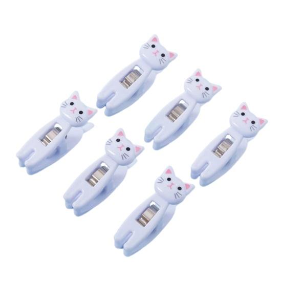 6Pcs Sealing Clip Fresh-keeping All-purpose PS High Durability Cartoon Cat Food Clip for Daily Use