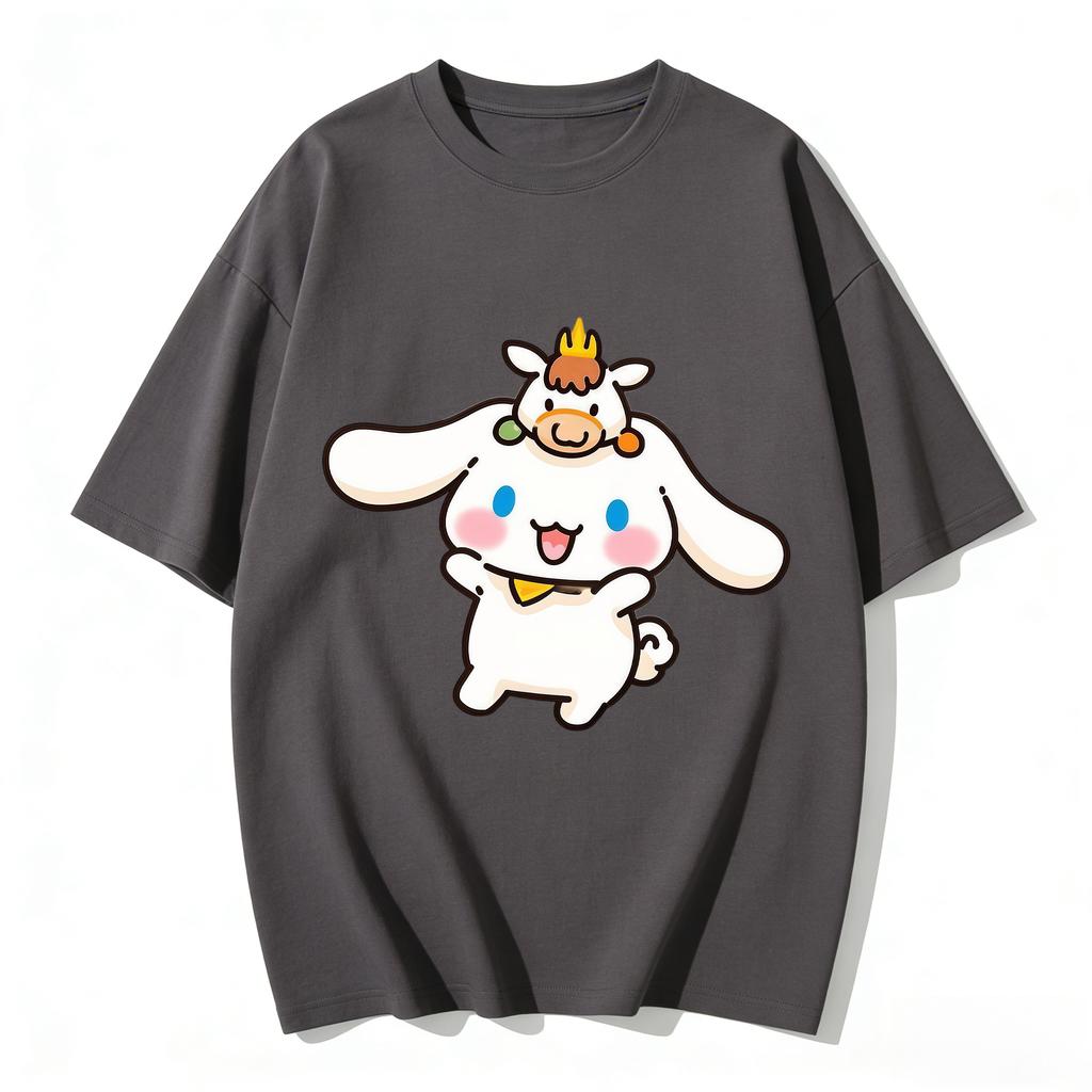 2026 New Cinnamoroll Cow Cartoon Print Tshirt Family Matching Outfits Casual Short Sleeve Tee for Women Unisex Kids Highquality