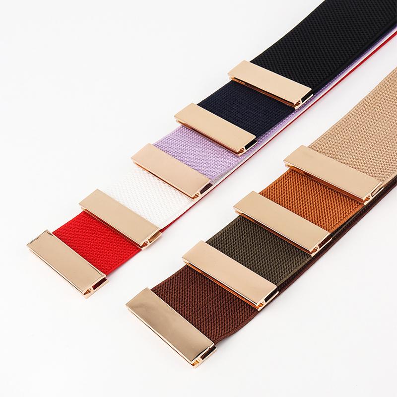 

Универсальный эластичный широкий пояс с металлической пряжкой, эластичный пояс для платья для женщин, пояс для платья, корсет, аксессуары для талии