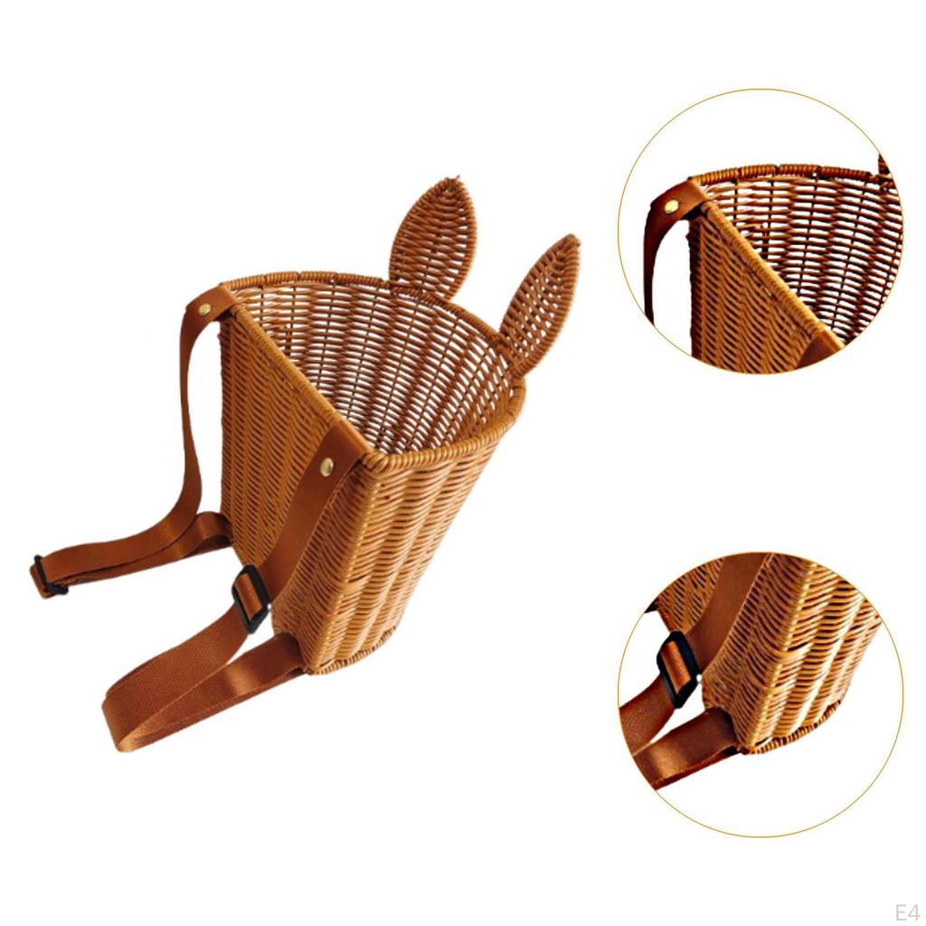 Imitation Rattan Backpack Basket Hand Woven Vacation Weekend Farm Garden Storage Camping