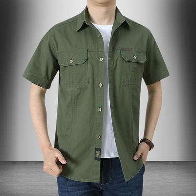 Summer Casual Short-sleeved Shirt Tide Big Yards Loose Men's Military Uniform Shirt Men Thin Section Comfortable and Durable Men's Tops