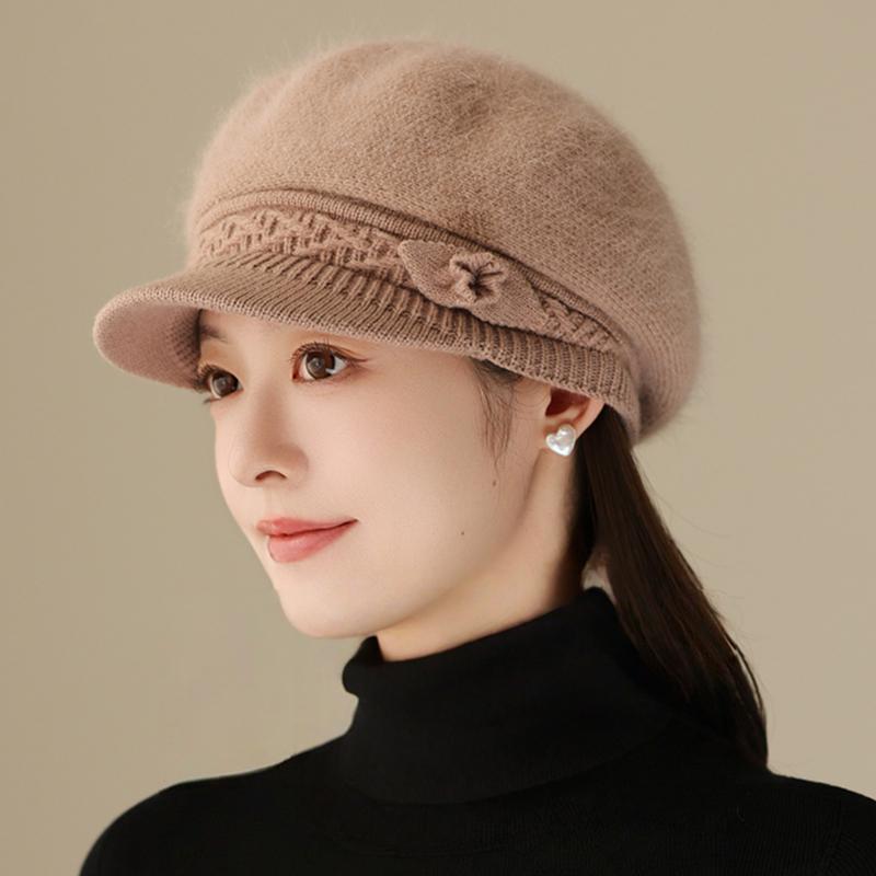 

Новая Женская Мода Зимняя Теплая Шапка Плюшевая Меховая Подкладка Теплые Шапки Для Женщин Повседневная Кроличья Шерсть Уличная Вязаная Шапка 56cm-60cm верблюд