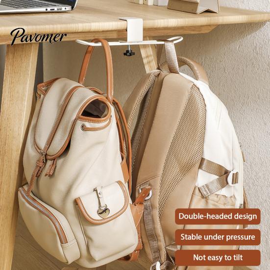 Easy Install Desk Rack Clamp-On Storage Hook, Adjustable No Punch Durable Carbon Steel Desktop School Bag Hook Organizer, Space Saving for Bags