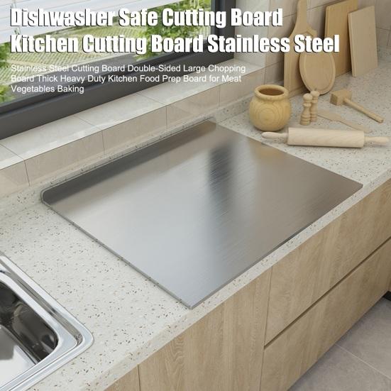 Stainless Steel Cutting Board Double-Sided Large Chopping Board Thick Heavy Duty Kitchen Food Prep Board for Meat Vegetables Baking