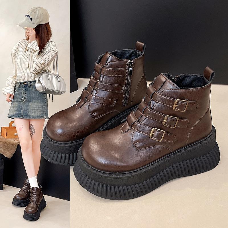 Retro Martin boots women's new autumn and winter new versatile short boots thick-soled trendy cool single boots black