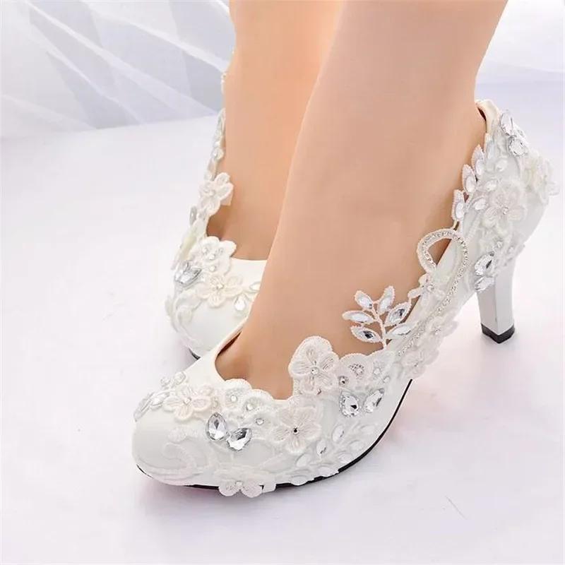 2025New White Wedding Bride Pumps High Heels Elegant Luxury Women Dress Shoes Luxury Woman Sandals Summer Footwear Party