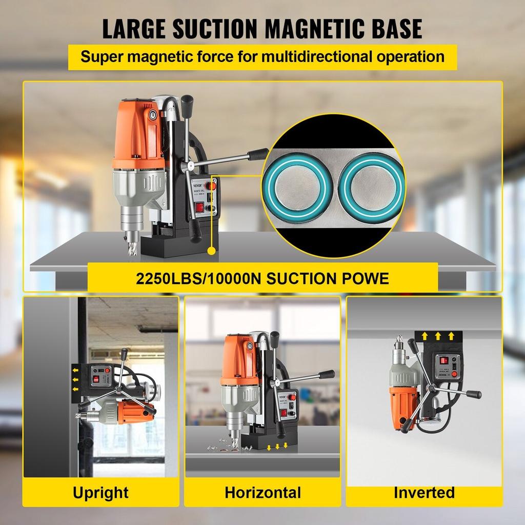 Magnetic Drill 220V-240V Magnetic Drilling Machine 980W, Metal Drill Press High Power 680 Rpm, Multi-Function Metal Drill Press 35MM Core Drilling