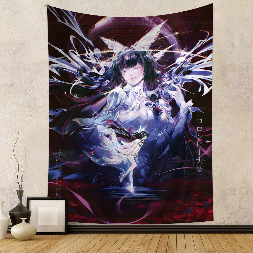Genshin Impact Columbina Anime Tapestry Hippie Flower Wall Carpets Dorm Decor Wall Hanging Home Decor