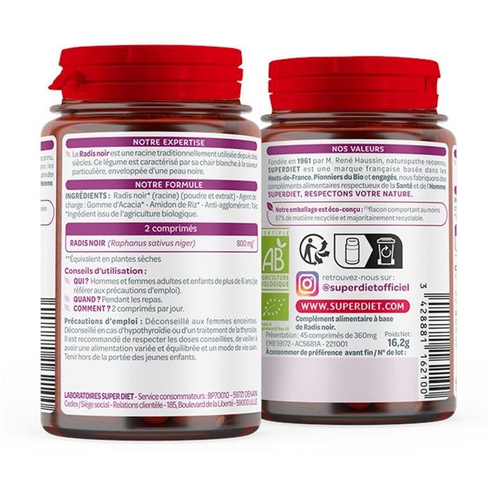 Superdiet Radis Noir Bio 45 Comprimés
