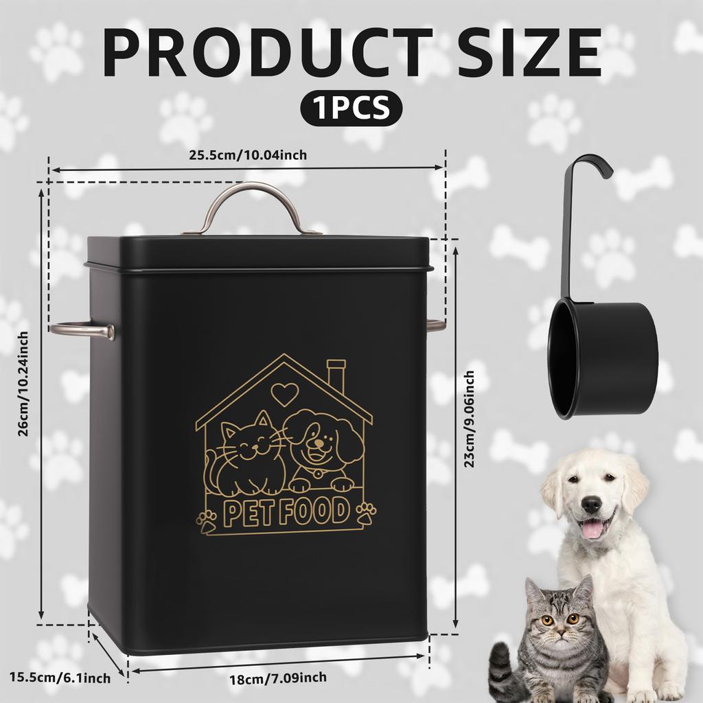 Cat Dog Food Storage Container Airtight Metal 6L Large Capacity with Lid and Spoon Pet Treats Storage Bucket Pet feed container