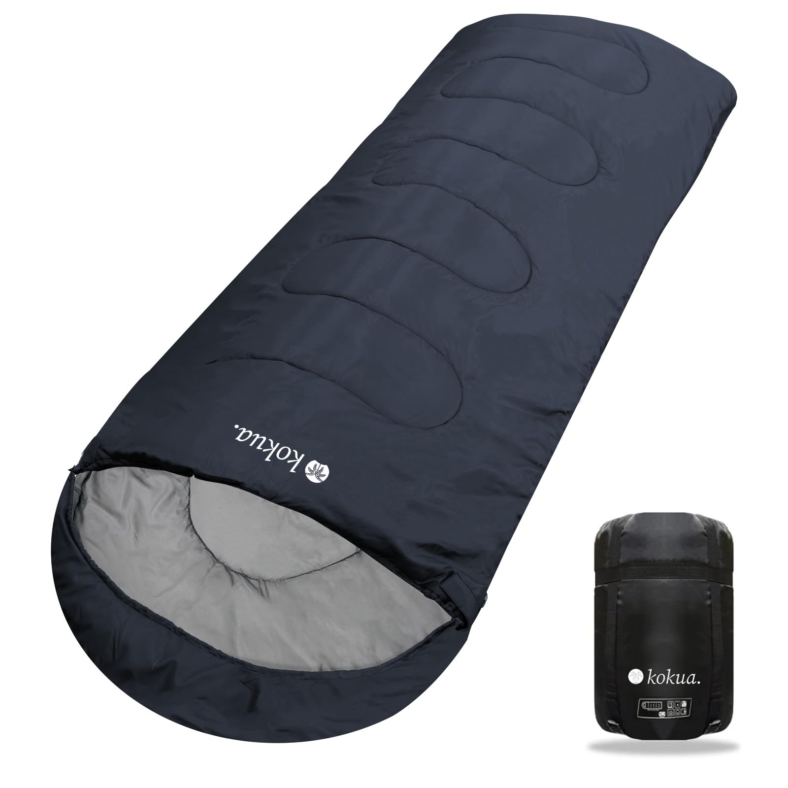 

Самый прочный спальный конверт из искусственного пуха для спящего человека, предельная температура использования, темно-синий [kokua.] Сумка, компактная, легкая, зимняя, тип, коврик, 210T, -15℃,