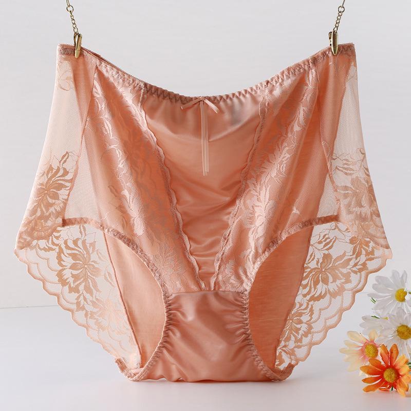 

Plus Size Lace High-Waisted Panties for Women, Sexy Modal Satin, Fits 120-210 Jin 2XL (120-155 jin)