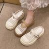Fashion Hot Selling Women's 2025 Thick Bottom Head Covering Woven Hollow Out Slip-On Sandal Rubber Sole Comfortable Lazy Person Slippers